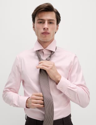 

Mens M&S SARTORIAL Tailored Fit Luxury Pure Cotton Textured Shirt - Pink Mix, Pink Mix