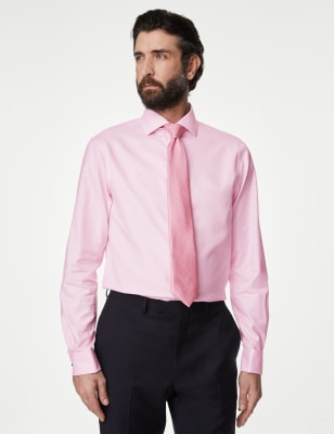 

Mens M&S SARTORIAL Regular Fit Luxury Cotton Double Cuff Twill Shirt - Pink, Pink
