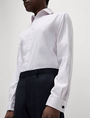 

Mens M&S SARTORIAL Regular Fit Luxury Cotton Double Cuff Twill Shirt, Pale Pink