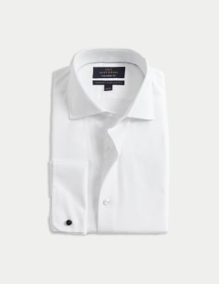

Mens M&S SARTORIAL Tailored Fit Luxury Cotton Double Cuff Twill Shirt - White, White