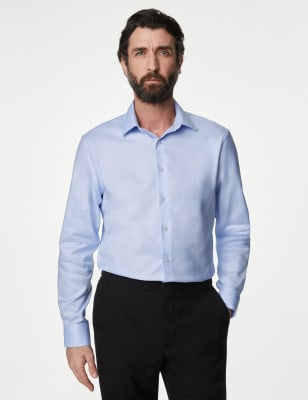 

Mens M&S SARTORIAL Regular Fit Easy Iron Luxury Cotton Twill Shirt - Blue, Blue