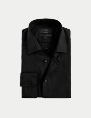 

Mens M&S SARTORIAL Regular Fit Luxury Cotton Twill Shirt - Black, Black