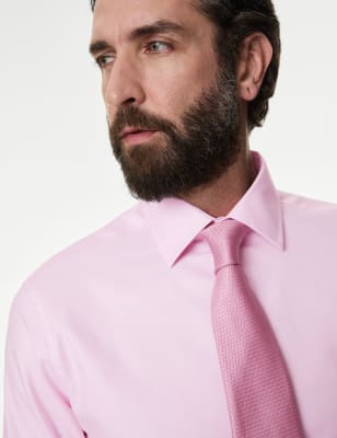 

Mens M&S SARTORIAL Slim Fit Luxury Cotton Twill Shirt - Pink, Pink