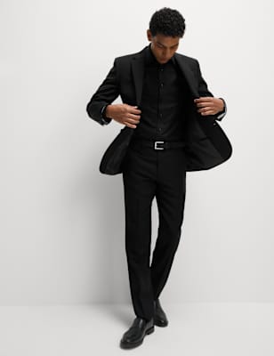 

Mens M&S SARTORIAL Schmal geschnittenes Hemd aus edlem Baumwolltwill - Black, Black