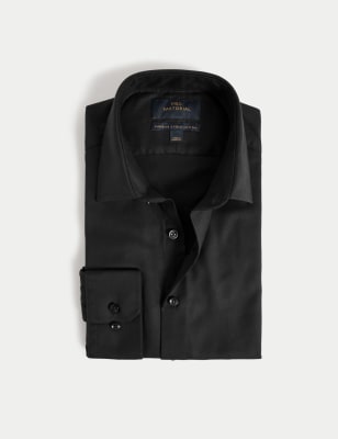 

Mens M&S SARTORIAL Slim Fit Luxury Cotton Twill Shirt, Black