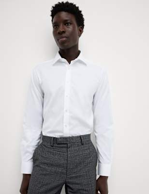 

Mens M&S SARTORIAL Slim Fit Luxury Cotton Twill Shirt, White