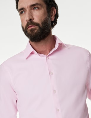 

Mens M&S SARTORIAL Tailored Fit Easy Iron Luxury Cotton Twill Shirt - Pink, Pink
