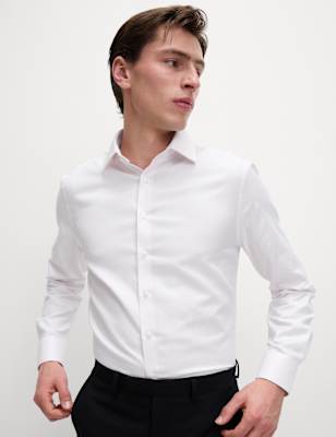 

Mens M&S SARTORIAL Tailored Fit Luxury Cotton Twill Shirt, Pale Pink