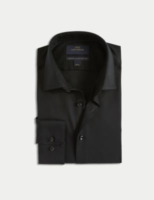 

Mens M&S SARTORIAL Tailored Fit Easy Iron Luxury Cotton Twill Shirt - Black, Black