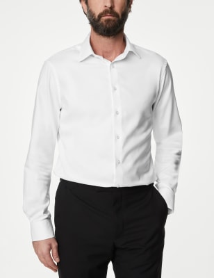 

Mens M&S SARTORIAL Tailored Fit Easy Iron Luxury Cotton Twill Shirt - White, White