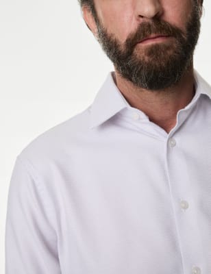 

Mens M&S SARTORIAL Normal geschnittenes Hemd aus edler Baumwolle mit Zick-Zack-Muster - Lilac, Lilac