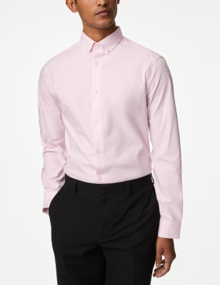 

M&S Collection Camisa ajustada de algodón 360 Flex™ elásticaMens - Light Pink, Light Pink