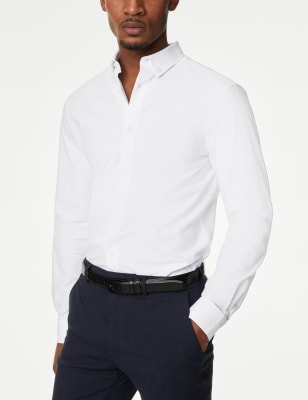 

Mens M&S Collection Slim Fit Cotton Stretch 360 Flex™ Shirt - White, White
