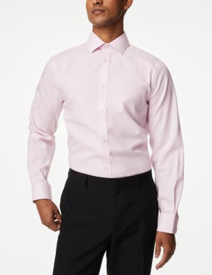 

Mens M&S Collection Regular Fit Non Iron Pure Cotton Shirt - Pink, Pink