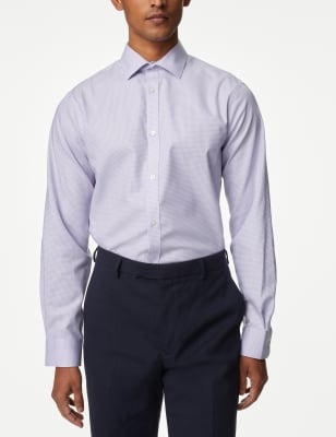 

M&S Collection Camisa de ajuste estándar sin planchado 100% algodónMens - Lilac, Lilac