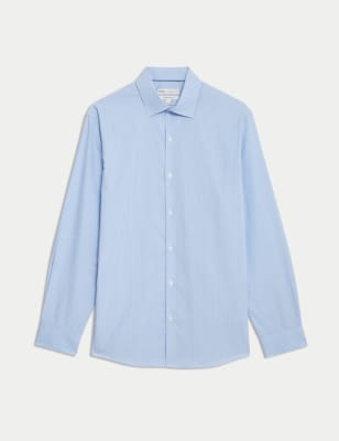 

Mens M&S Collection Regular Fit Easy Iron Pure Cotton Striped Shirt - Blue Mix, Blue Mix