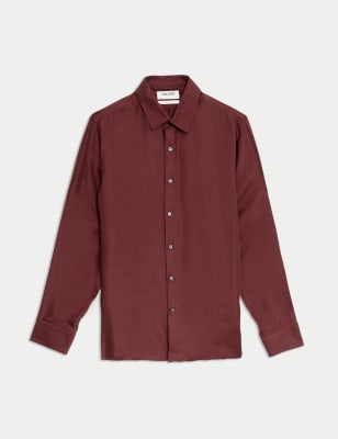 

JAEGER Mens Pure Silk Shirt - Claret, Claret