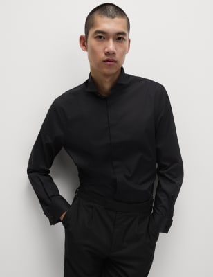 

M&S Collection Camisa de vestir de ajuste estándar con algodónMens - Black, Black