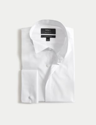 

Mens M&S Collection Regular Fit Easy Iron Cotton Blend Dress Shirt - White, White