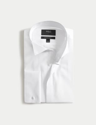 

Mens M&S Collection Slim Fit Easy Iron Cotton Blend Dress Shirt - White, White