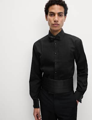 

Mens M&S SARTORIAL Regular Fit Luxury Cotton Double Cuff Dress Shirt, Black