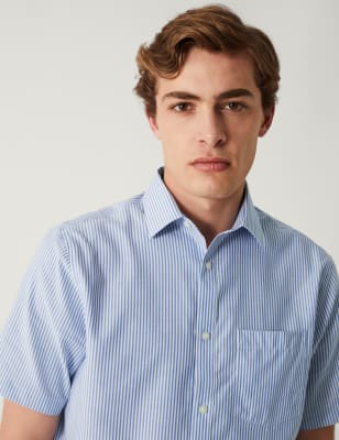 

M&S Collection Camisa Oxford de ajuste estándar sin planchado 100% algodónMens - Blue Mix, Blue Mix