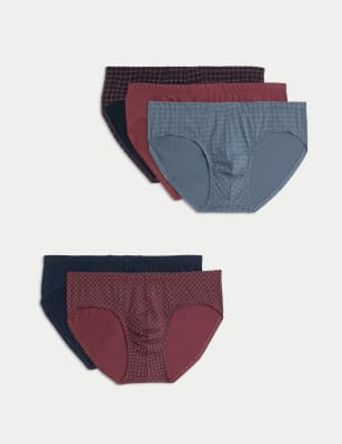 

Mens M&S Collection 5pk Cool & Fresh™ Pure Cotton Slips - Claret, Claret