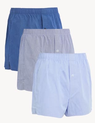 Buy 3pk Pure Cotton Woven Boxers at Marks Spencer