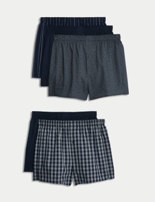 

Mens M&S Collection 5pk Pure Cotton Assorted Woven Boxers - Dark Navy, Dark Navy