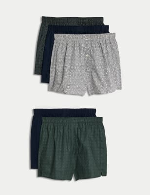 

Mens M&S Collection 5pk Pure Cotton Assorted Woven Boxers - Green Mix, Green Mix