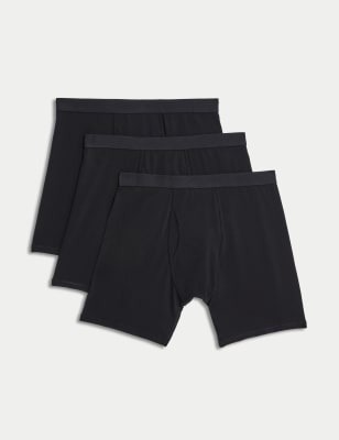 

Mens M&S Collection 3pk Longer Length Cotton Cool & Fresh™ Trunks - Black, Black