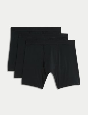 

Mens M&S Collection 3pk Cotton Rich Cool & Fresh™ Longer Length Trunks - Black, Black