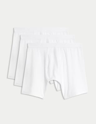 

Mens M&S Collection 3pk Cotton Rich Cool & Fresh™ Longer Length Trunks - White, White