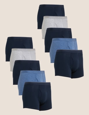 

Mens M&S Collection 10pk Cotton Stretch Cool & Fresh™ Trunks - Denim Mix, Denim Mix