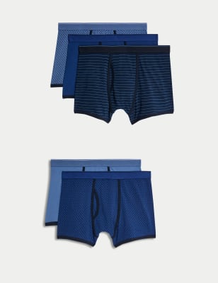 

Mens M&S Collection 5pk Cotton Stretch Cool & Fresh™ Trunks - Blue Mix, Blue Mix