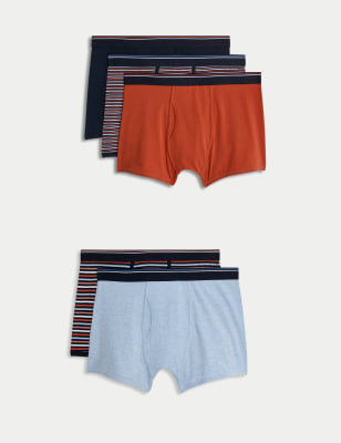 

Mens M&S Collection 5er-Pack gestreifte Shorts aus Baumwolle mit Stretch - Red Mix, Red Mix