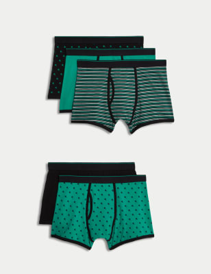 

M&S Collection Pack de 5 bóxers slip de algodón Cool & Fresh™ elásticosMens - Green Mix, Green Mix