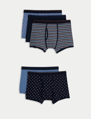 

Mens M&S Collection 5pk Cotton Rich Cool & Fresh™ Trunks - Blue Mix, Blue Mix