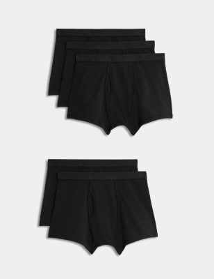 

M&S Collection Pack de 5 bóxers slip de algodón Cool & Fresh™ elásticosMens - Black, Black