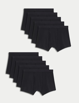 

Mens M&S Collection 10pk Cotton Rich Cool & Fresh™ Trunks - Black, Black