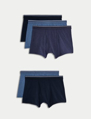 

Mens M&S Collection 5pk Cotton Stretch Cool & Fresh™ Marl Trunks - Blue Mix, Blue Mix