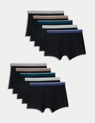 

Mens M&S Collection 10pk Cotton Stretch Cool & Fresh™ Trunks - Black Mix, Black Mix