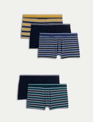 

Mens M&S Collection 5pk Cotton Rich Cool & Fresh™ Striped Hipsters - Navy Mix, Navy Mix