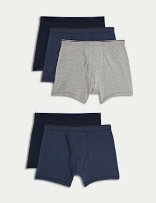 

Mens M&S Collection 5pk Pure Cotton Cool & Fresh™ Trunks - Blue Mix, Blue Mix