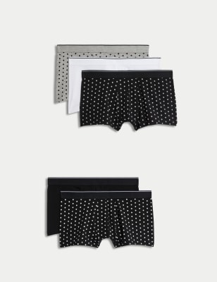 

Mens M&S Collection 5pk Cotton Rich Polka Dot Print Hipsters - Black Mix, Black Mix