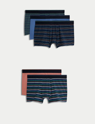 

Mens M&S Collection 5pk Cotton Rich Stretch Cool & Fresh™ Striped Hipsters - Navy Mix, Navy Mix
