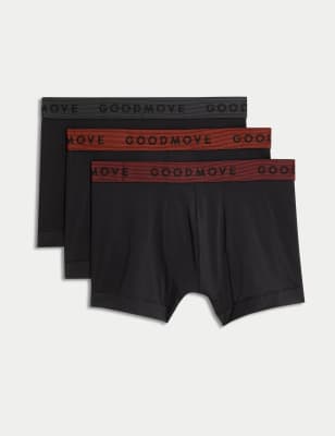 

Mens Goodmove 3pk Cool & Fresh™ Sports Trunks - Black Mix, Black Mix