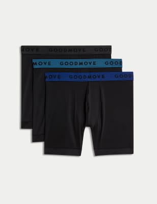 

Mens Goodmove 3pk Longer Length Sports Trunks - Black Mix, Black Mix