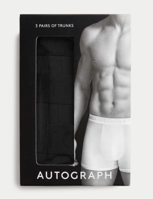 

Mens Autograph 3er-Pack Boxershorts in Drop-Needle aus Supima® - Black, Black