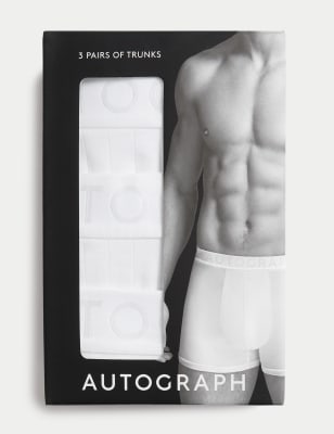 

Mens Autograph 3pk Supima® Cotton Drop Needle Trunks Box - White, White